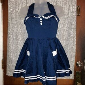 Hell Bunny Vixen Navy Blue Top